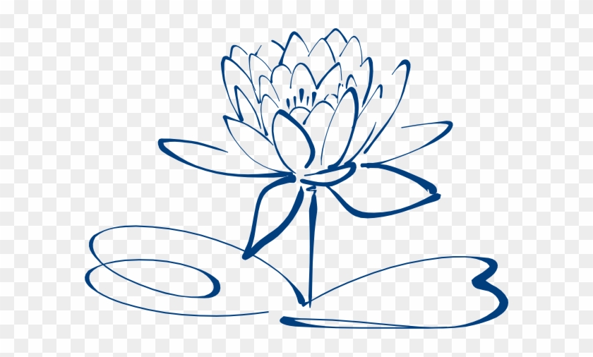 Lotus Flower Outline Blue Clip Art At Clipart Library - Drawing Black And White Flower Clip Art #824820