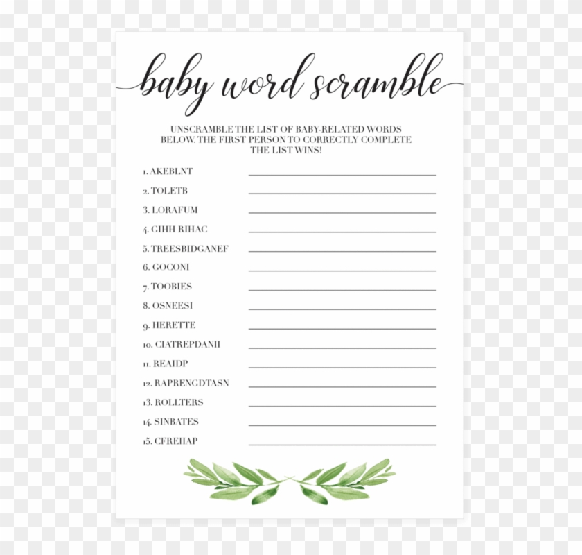 Baby Shower, Printable Baby Word Scramble Game For - Document #824880