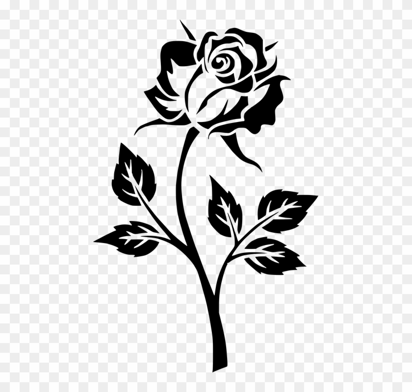 Black And White Rose Drawings 5, Buy Clip Art - Rose Silhouette Png #825201
