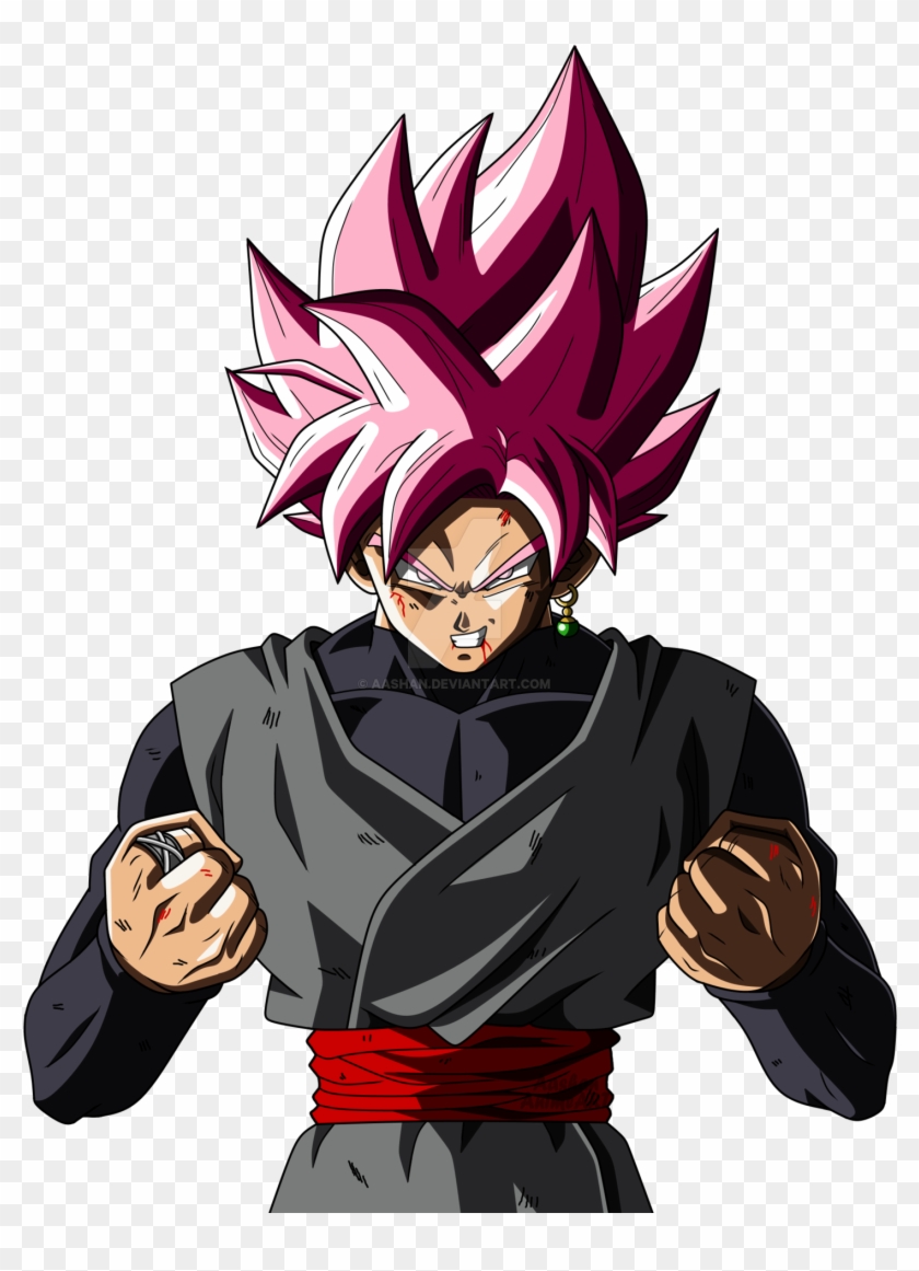 Goku Black Super Saiyan Rose Injured By Aashananimeart - Super Saiyan Rose Goku Black Png #825254