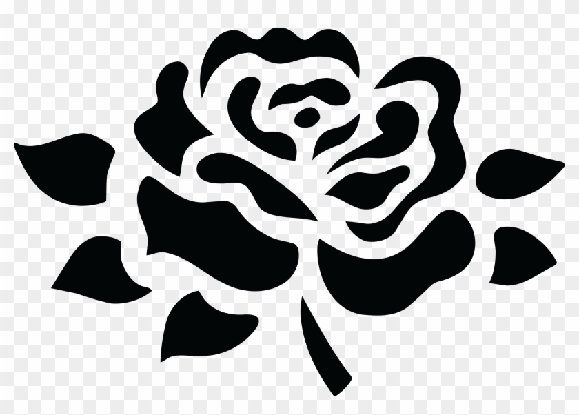 Free Clipart Of A Black And White Fully Bloomed Rose - Flower Png Black And White #825278