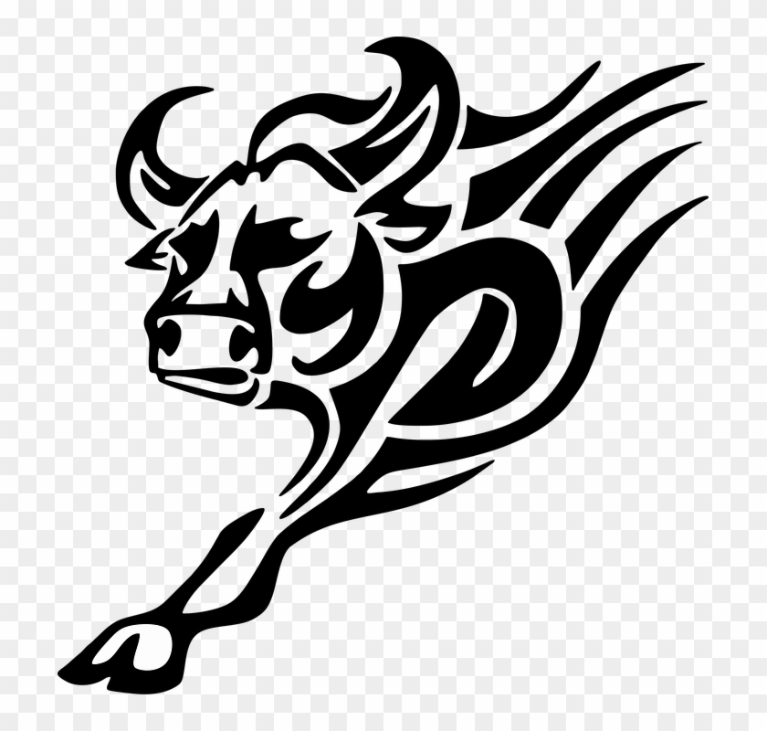 Rose Tattoo Black And White 26, Buy Clip Art - Tribal Bull #825361