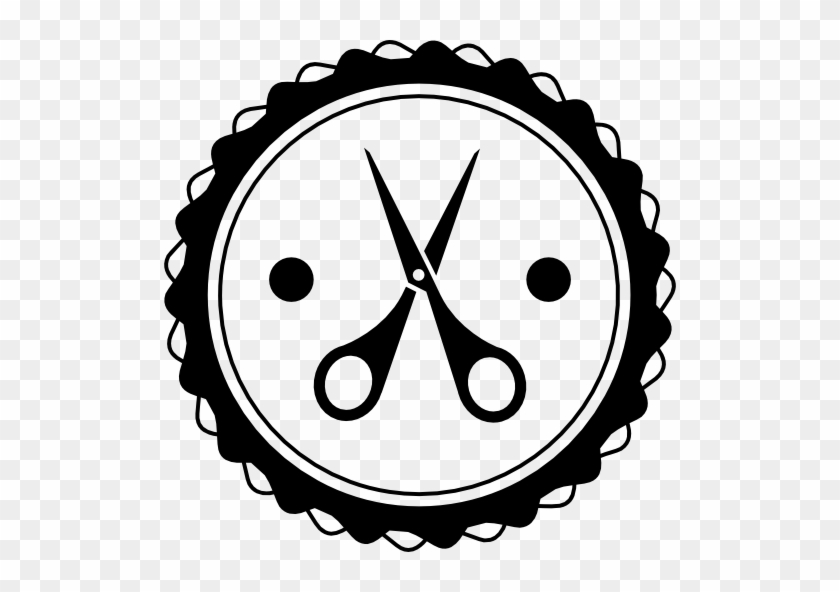Scissors In A Hair Salon Badge Free Icon - Hair Salon Png #825450