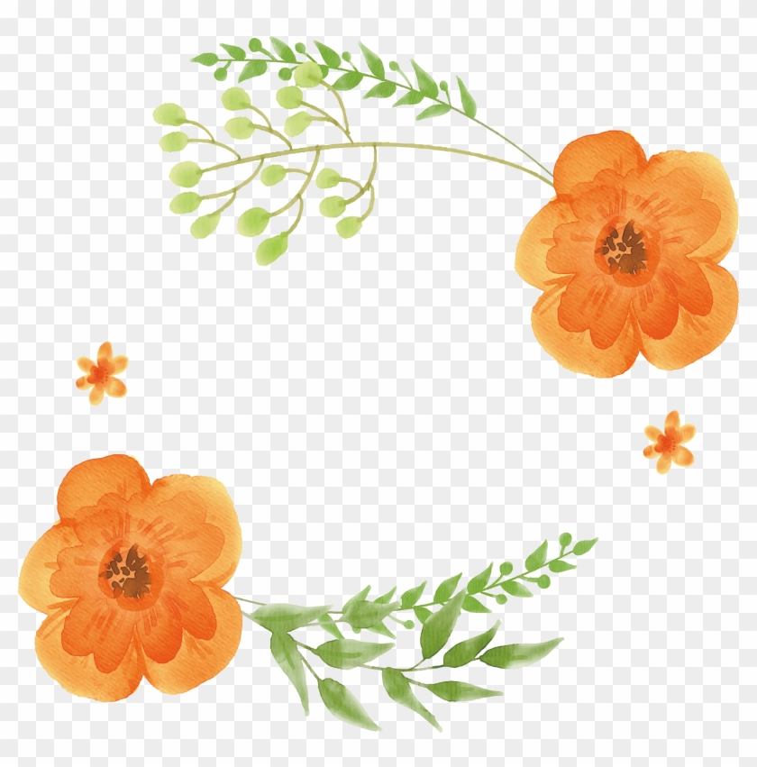 Flowers Orange Watercolor Painting - Orange Watercolor Flowers #825500