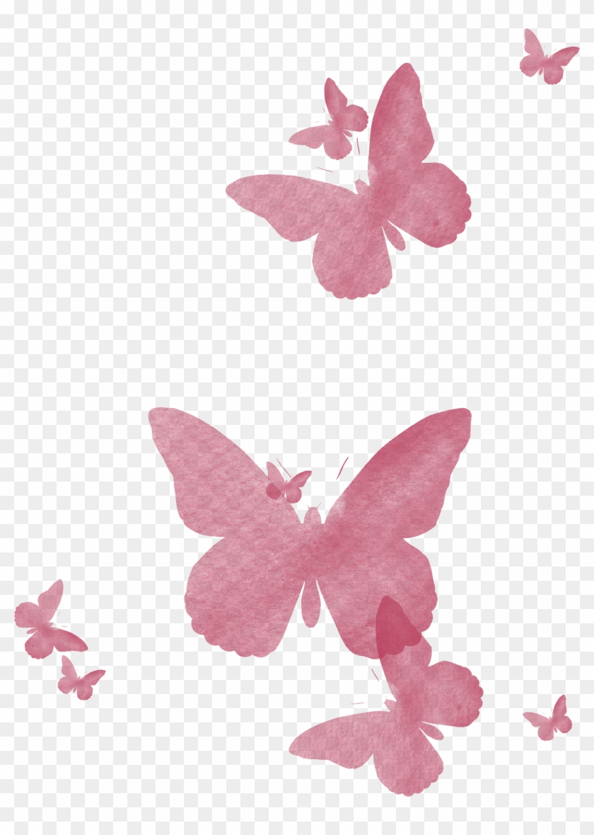 Butterfly Watercolor Painting - Transparent Pink Butterfly #825678
