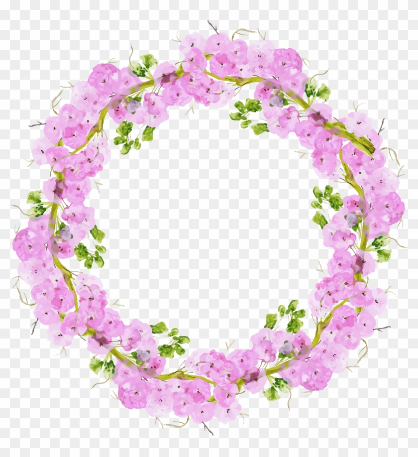 Floral Design Pink Wreath Watercolor Painting - Pink Floral Wreath Transparent #825702