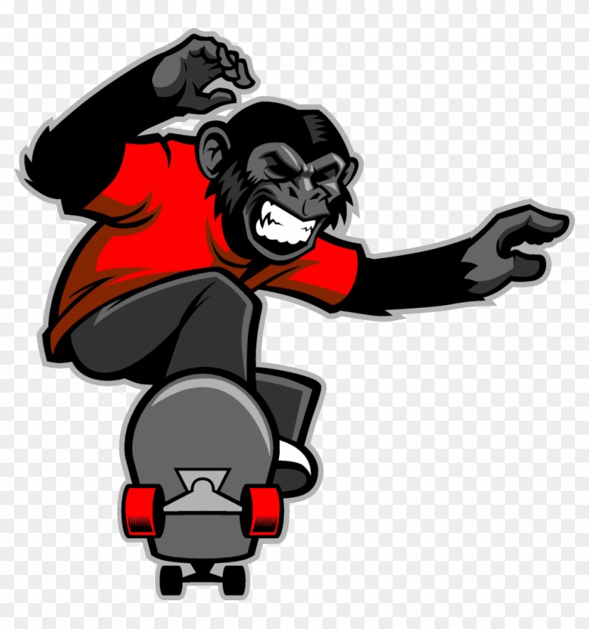 Skateboarding Cartoon - Skateboarding Monkey - Skateboarding Monkey - Free  Transparent PNG Clipart Images Download