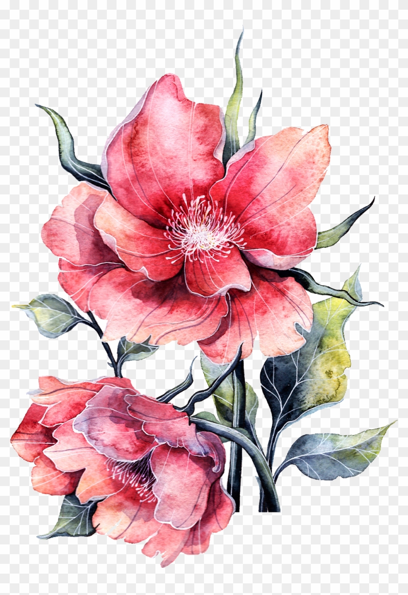 Flower Paper Painting Rose - Pink Painting Flowers Png #826119