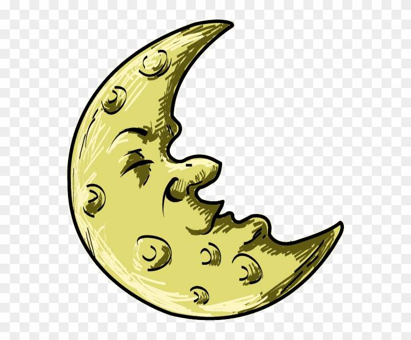 Crescent Clipart Evening Moon - Cartoon Half Moon Png #826161