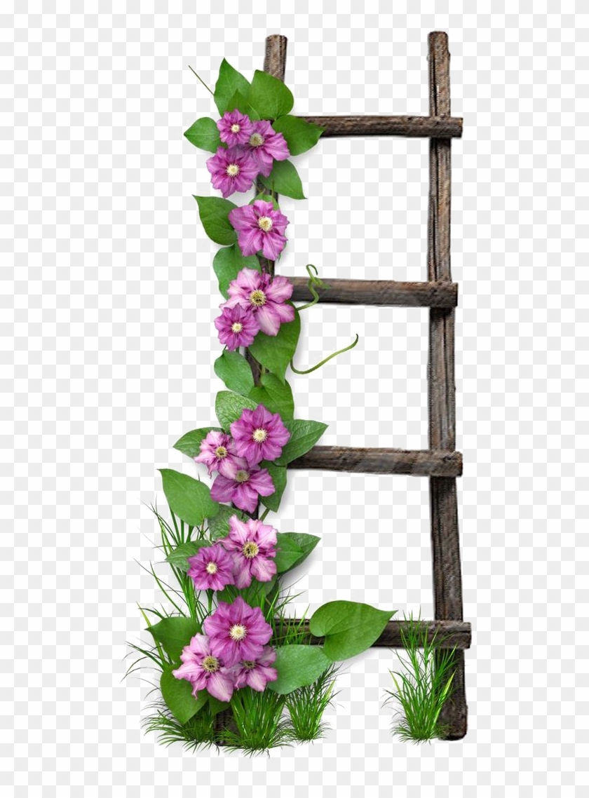 Flower Paper Digital Scrapbooking Ladder - Flowers On Ladder #826359