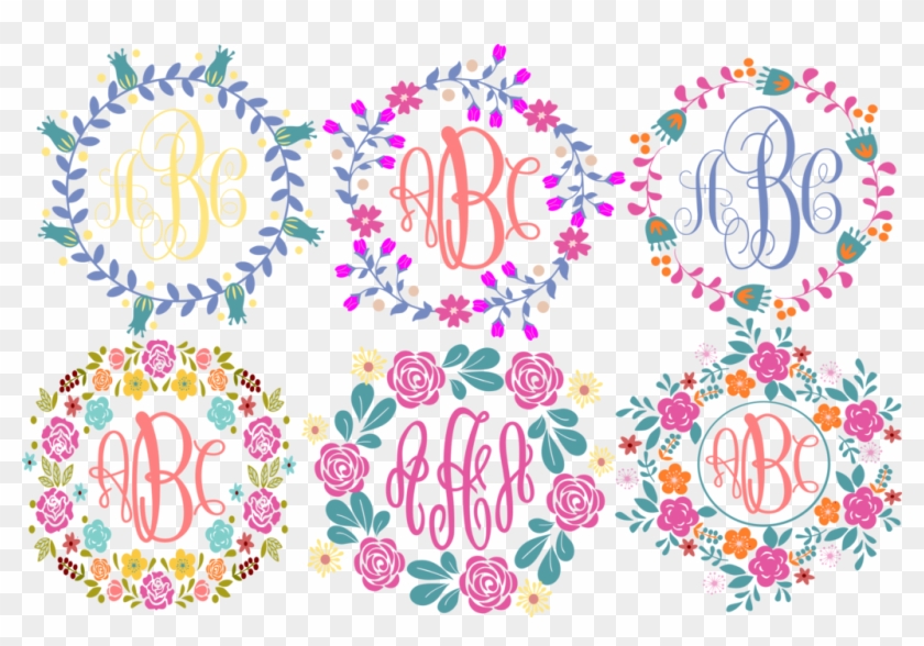 Floral Flower Wreaths Monogram Frames Svg Cut File - Flower Monogram Frame Svg #826631