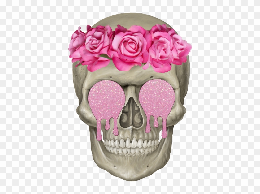 Flower Crown Glitter Pastel Grunge Pink Skull Transparency - Skull With Graduation Cap #826639