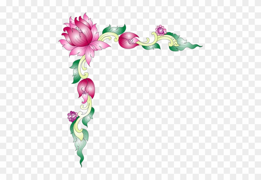 Flower Corners Vector Цветочные Уголки В Векторе - กรอบ ลาย ไทย ดอกบัว #826680