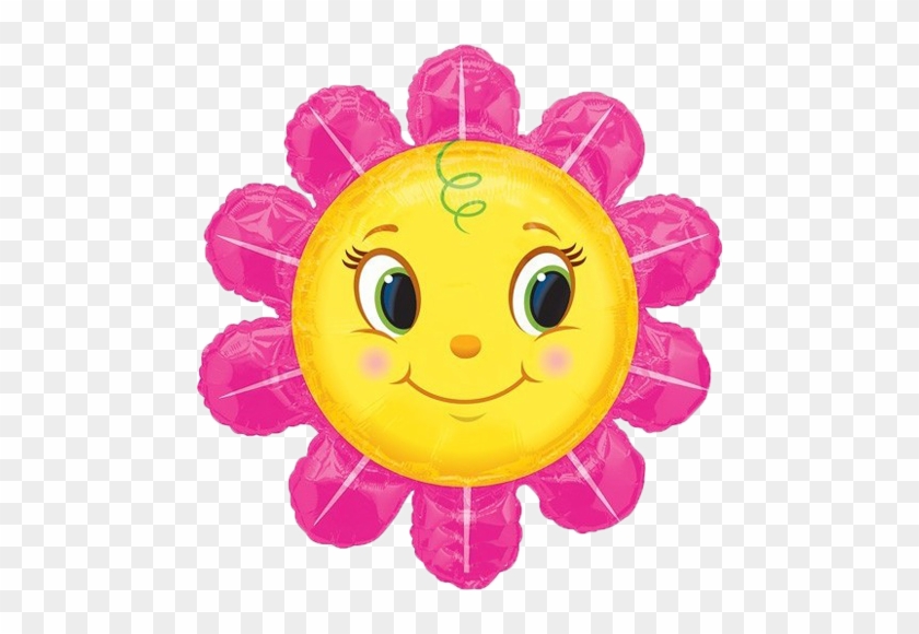 Smiley Face Clip Art Flower - 36" Smiley Pink Flower Shape Balloon - Mylar Balloons #827183