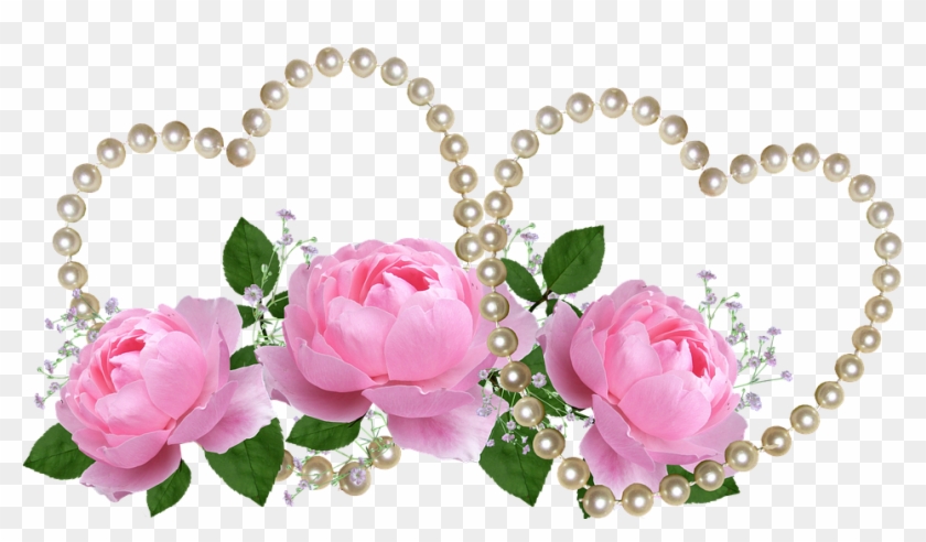 Valentine, Pink Roses, Pearl Hearts, Romance - Rose De Saint Valentin #827322
