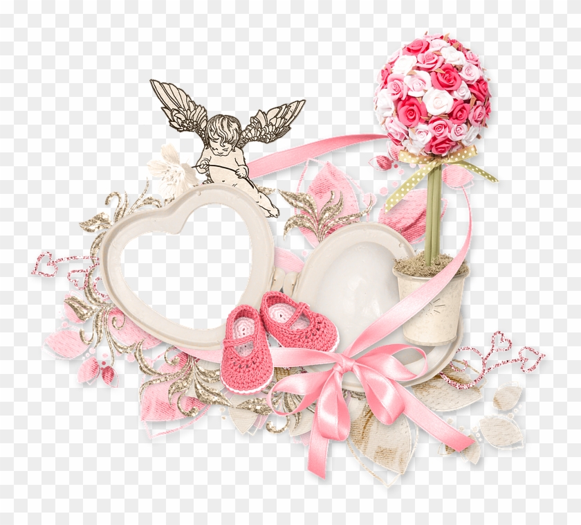 Cluster, Heart, Cupid, Angel, Rose, White, Pink, Tape - Cluster Png #827415