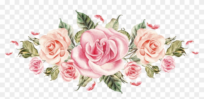 Bouquet Of Roses, Material Flowers, Cartoon Flowers, - Watercolor Pink Roses Png #827631