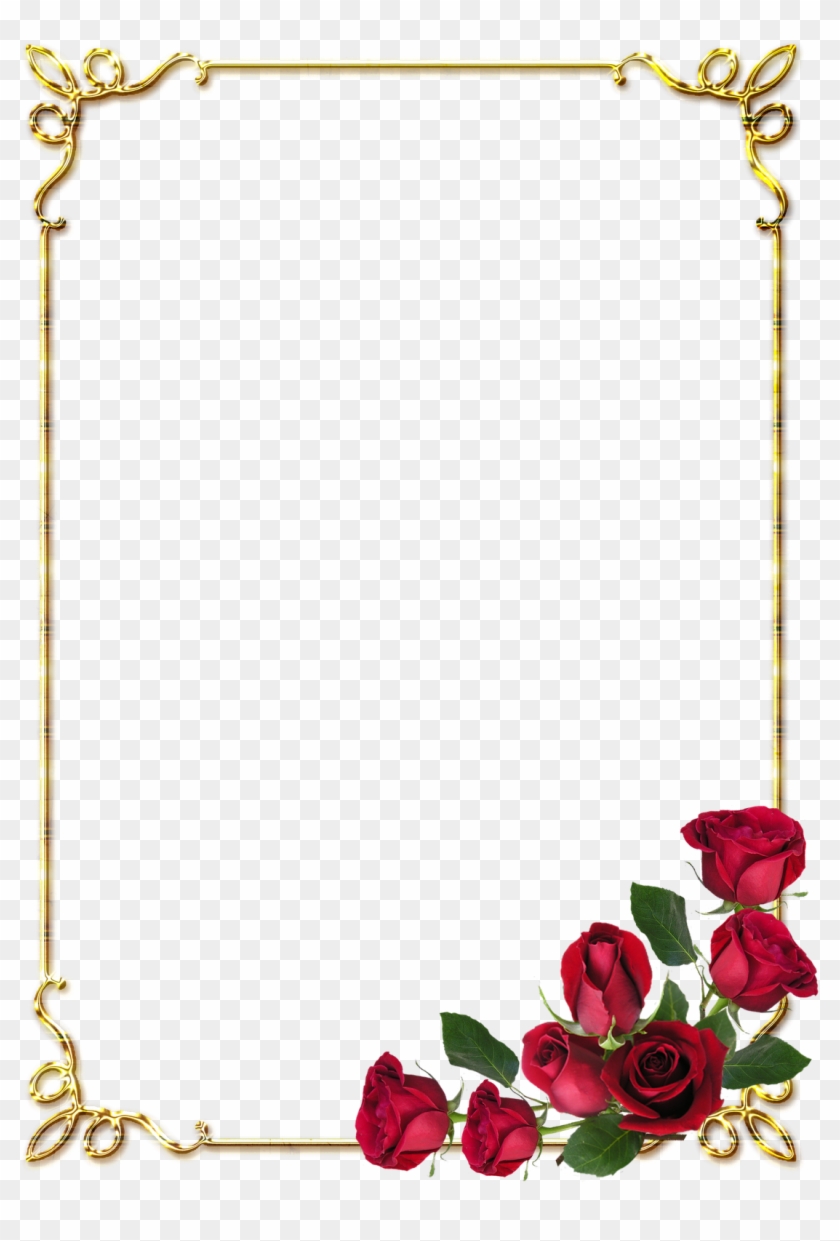 Frames Png Douradas Com Rosa Vermelhas - Page Border Flower Design #827644