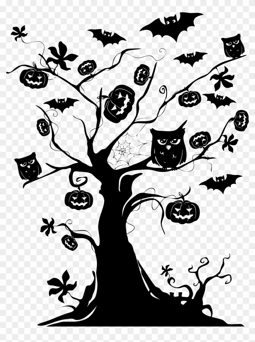 Clipart Halloween Tree Silhouette Rh Openclipart Org - Halloween Tree Clip Art #827656