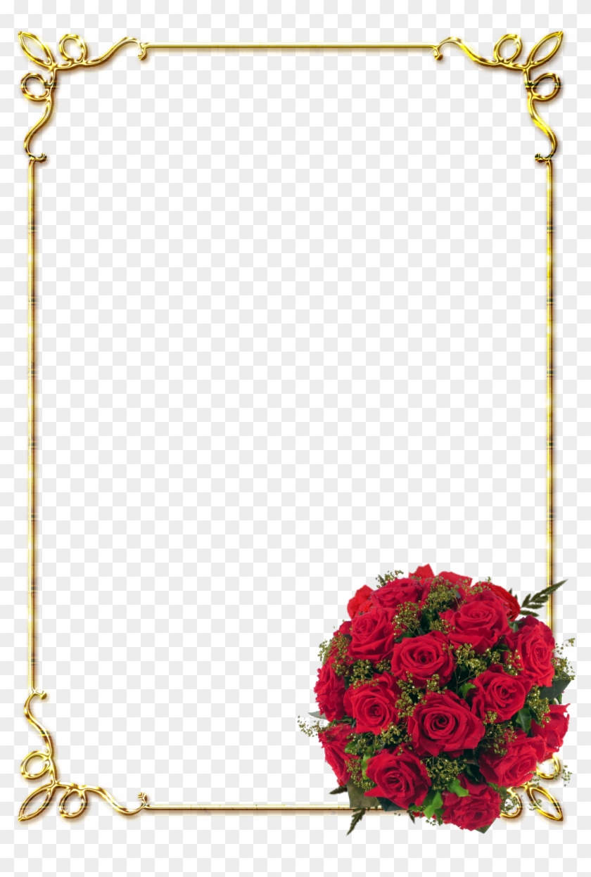 Frames Png Douradas Com Rosa Vermelhas - Page Borders With Flowers #827686