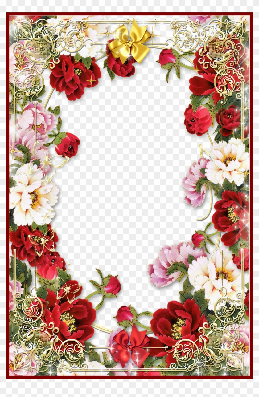 Rose Flower Rose Flower Frames Design Png Incredible - Flowers Frame Borders Png #827716