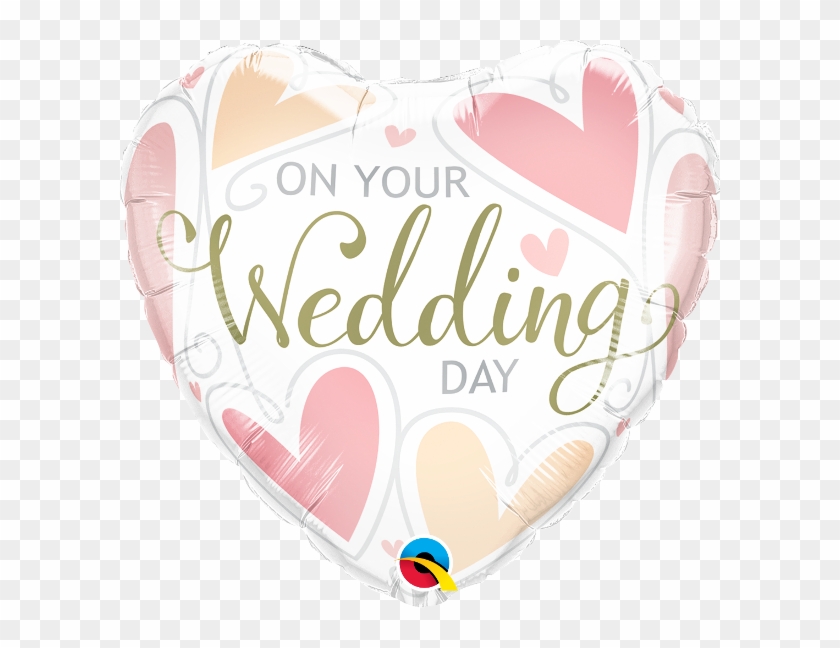 Μπαλόνι Foil Σε Σχήμα Καρδιάς Με Παστέλ Καρδούλες "on - Your Wedding Day #827740
