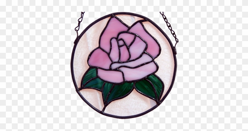 Winter Rose 8" Diameter - Stained Glass #828066