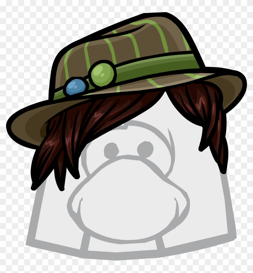 Brown Striped Fedora - Club Penguin The Flip #828086