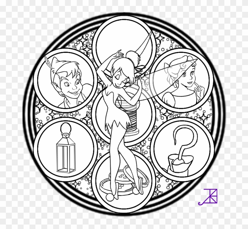 Tinkerbell Stained Glass Line Art By Akili Amethyst - Stained Glass Princesses Coloring Pages #828182