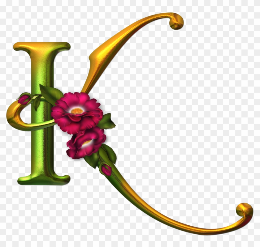 Alfabeto Dorado Con Flores Rosas - Alphabet #828600