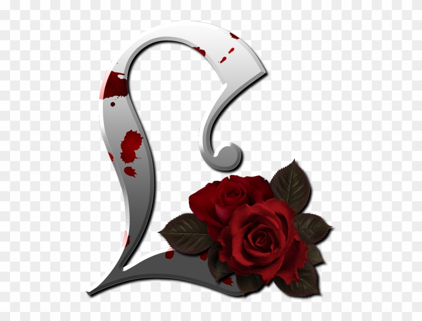 Alfabeto Gótico Con Sangre Y Rosas - Letra L Con Rosas #828602