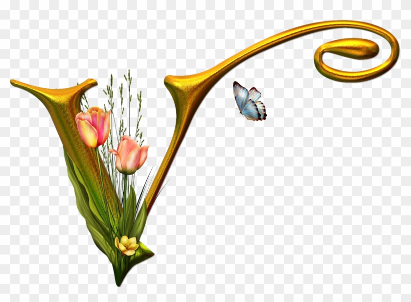 Bello Alfabeto Con Flores Y Mariposas - Letras #828638