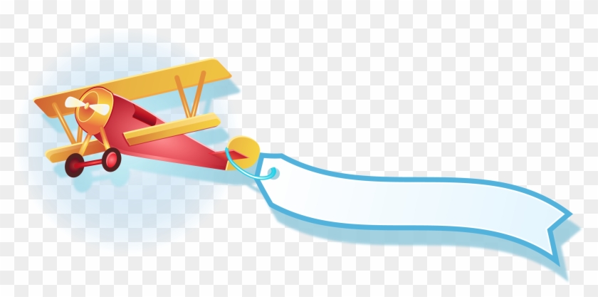 Cartoon Airplane - Cartoon Airplane With Banner Png #828656