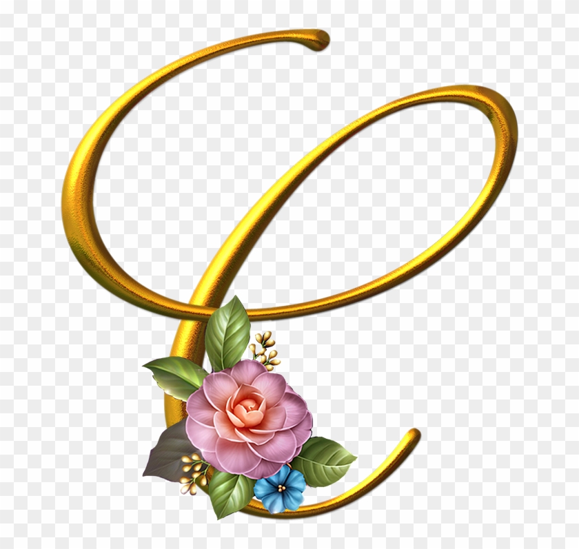 Alfabeto Dourado Com Rosas Png - Floral Png Dourado #828669