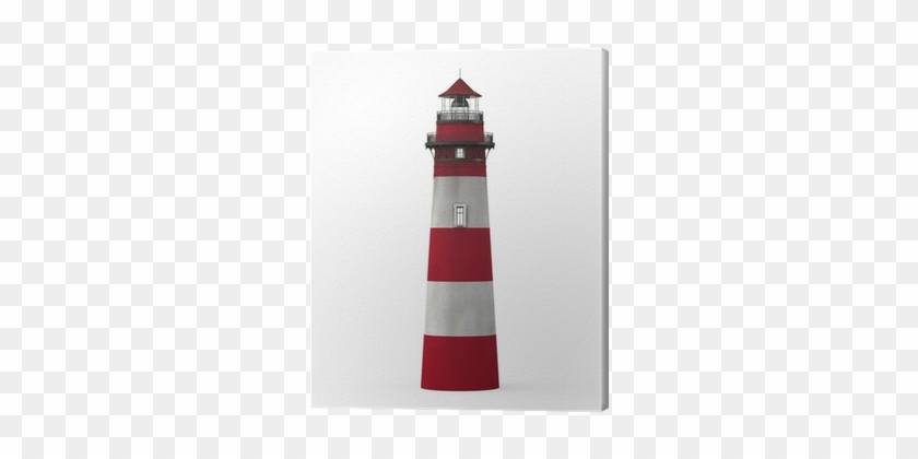 Red Lighthouse Isolated On White Background Canvas - Lighthouse #828884
