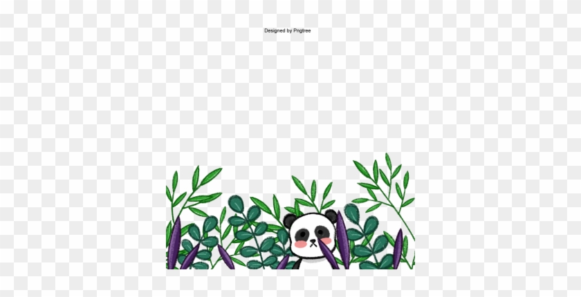 Cute Panda With Green Leaves Border, Cute, Panda, Leaf - Leaf #829081
