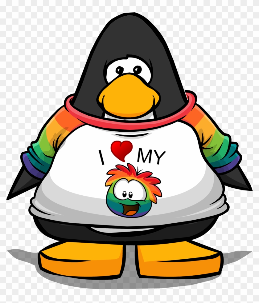 I Heart My Rainbow Puffle T-shirt From A Player Card - I Heart My Rainbow Puffle T-shirt From A Player Card #829366