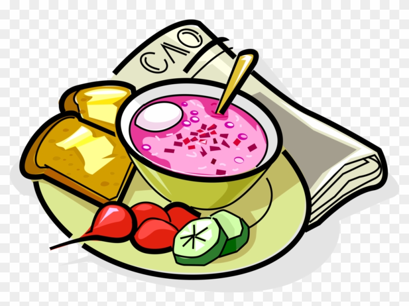 Russian Cuisine Borsch With Bread Royalty Free Vector - Arad #829383
