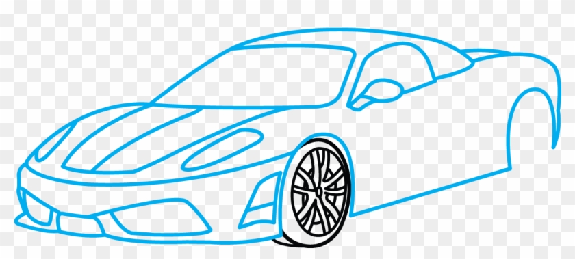 How To Draw Ferrari 360, A Sports Car, Easy Step By - Ferrari Drawing Step By Step #829472