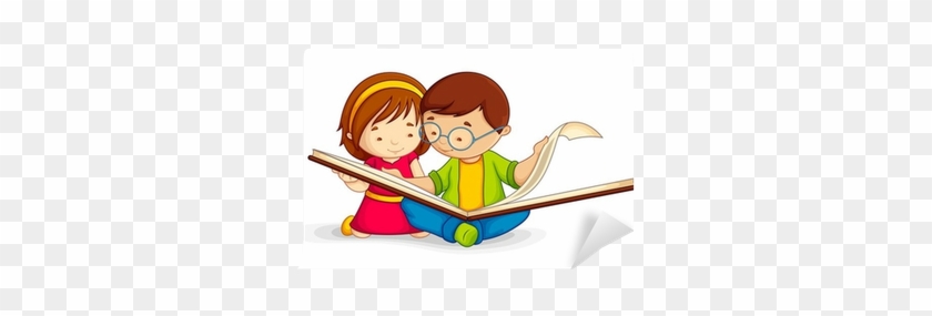 Vector Illustration Of Kid Reading Open Book Sitting - Child Reading Clip Art #829527