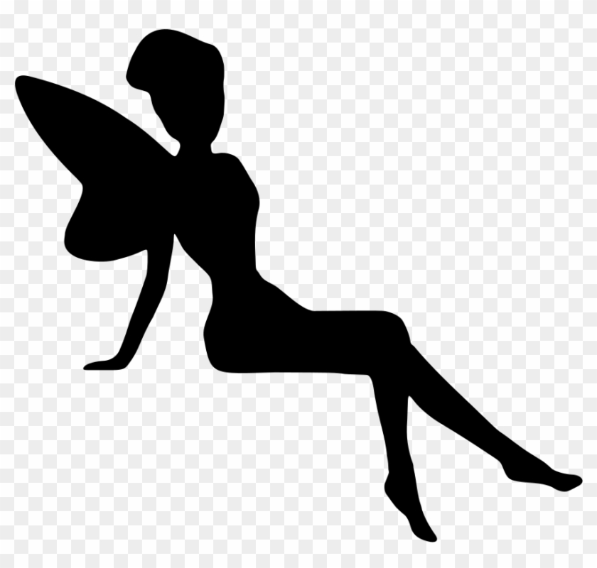 Fairy Sitting Silhouette - Silhouette Fairy Png #829533