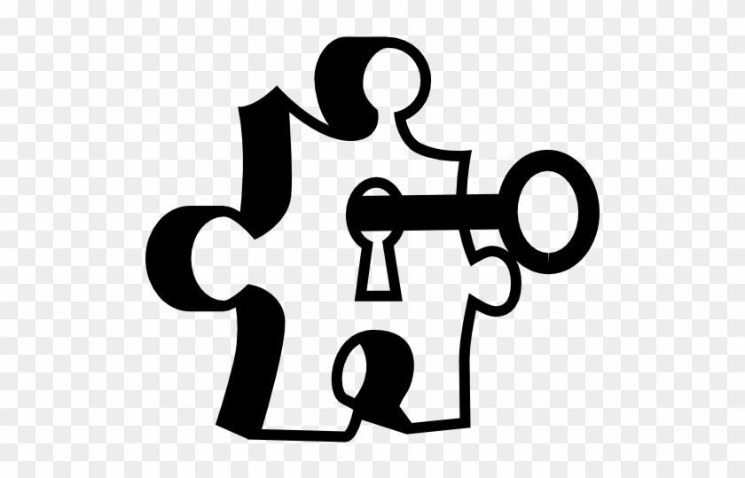 Puzzle Piece With A Keyhole And The Key Free Icon - Piece Puzzle Key Png #829723