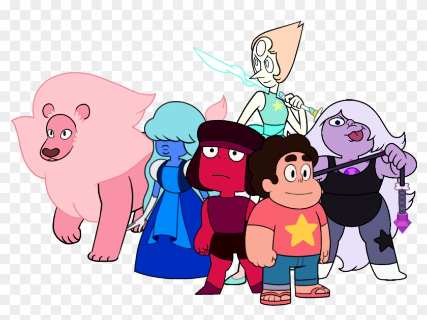 Crystal Gems With Lion Ruby And Sapphire - Cartoon #829817