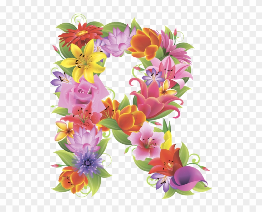 Английский Алфавит, Буква R, Цветочный Алфавит, Цветы, - Letter R In Flowers Png #830479