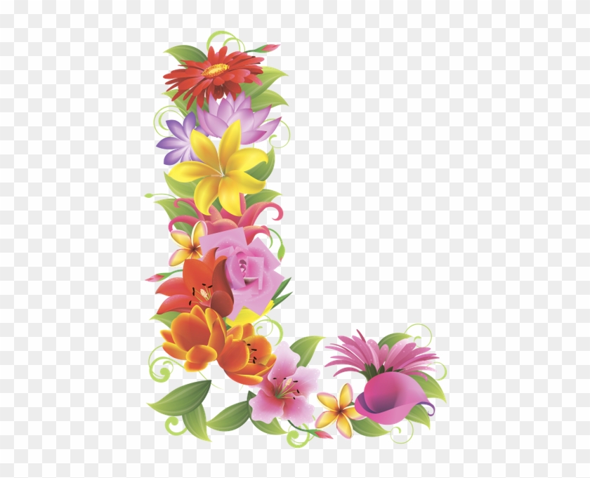 Английский Алфавит, Буква L, Цветочный Алфавит, Цветы, - Buchstabe L Mit Blumen #830485