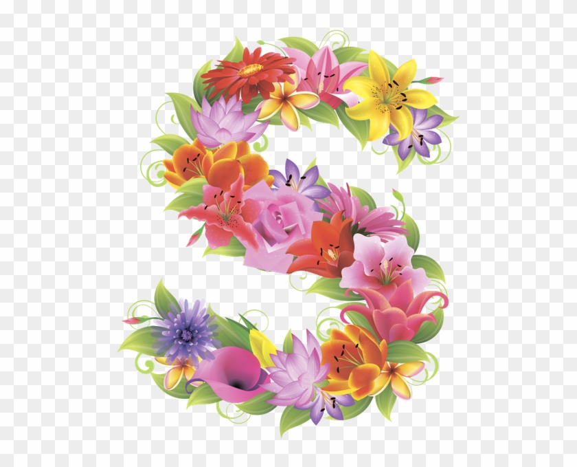 Английский Алфавит, Буква S, Цветочный Алфавит, Цветы, - Alphabet S In Flowers #830486