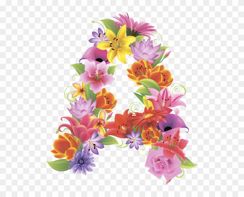 Английский Алфавит, Буква А, Цветочный Алфавит, Цветы, - Alphabet Floral Transparent Background #830491