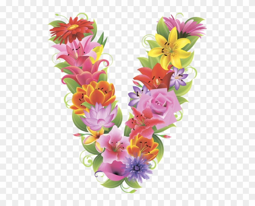 Английский Алфавит, Буква V, Цветочный Алфавит, Цветы, - Artificial Flower #830499