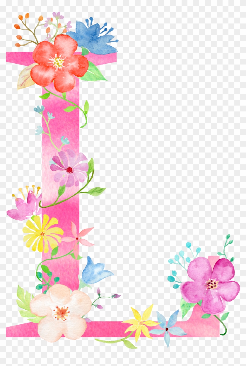 Letter Floral Design Cushion Alphabet - Floral Designed Letter L #830538