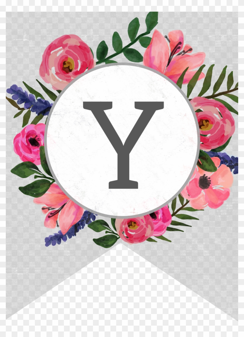 Flower Banner Alphabet Letters Free Printable Y - Flower Banner #830603